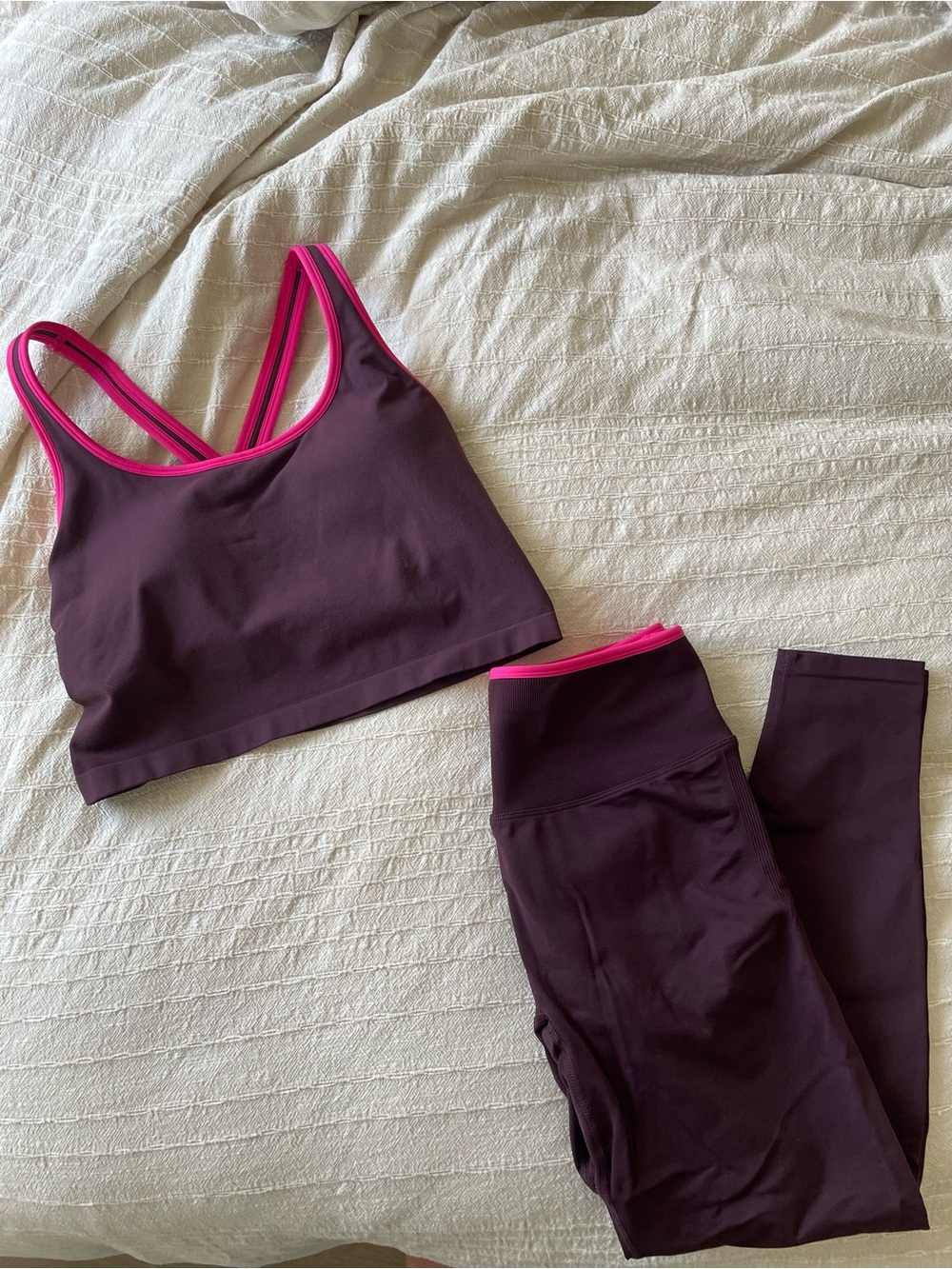 Fabletics Plum & Pink Sports Bra and Legging Set